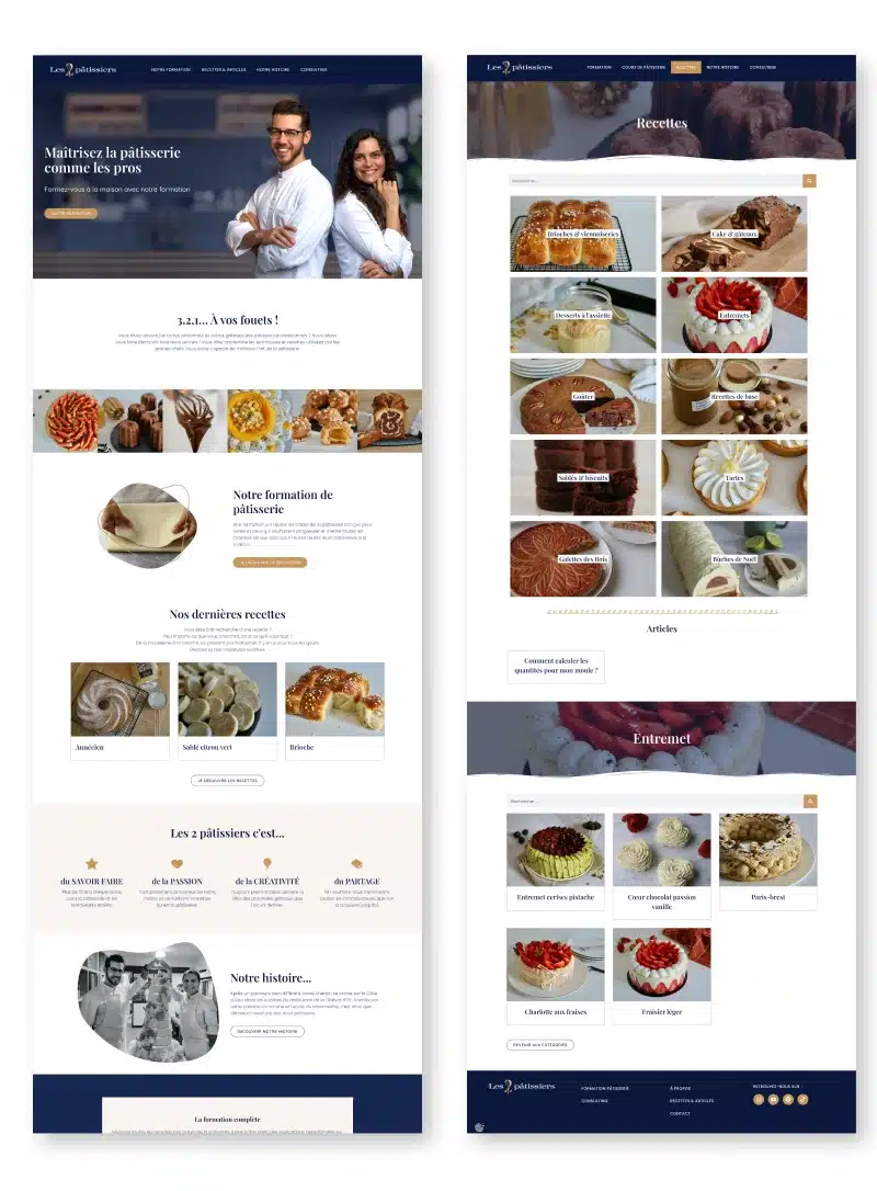 Les 2 Pâtissiers - Cas client - Création d'identité visuelle et site internet - Site web 1