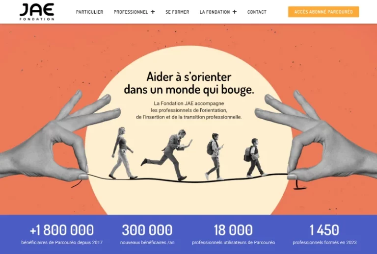 Fondation JAE - Éditeur de logiciels pour accompagner les professionnels recherche emploi - Création du site internet par Raphiste alias Raphaëlle Moreau
