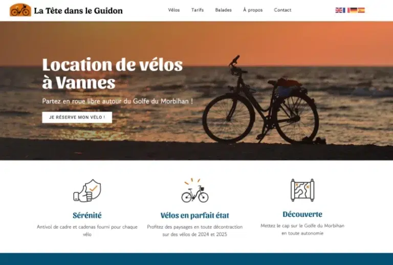La tête dans le Guidon - Location de vélos de tourisme à Vannes Morbihan Bretagne - Création du site internet par Raphaëlle Moreau alias Raphiste