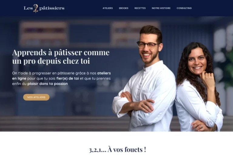 Les 2 Pâtissiers - Cours de pâtisserie en ligne - Création du site internet par Raphiste alias Raphaëlle Moreau