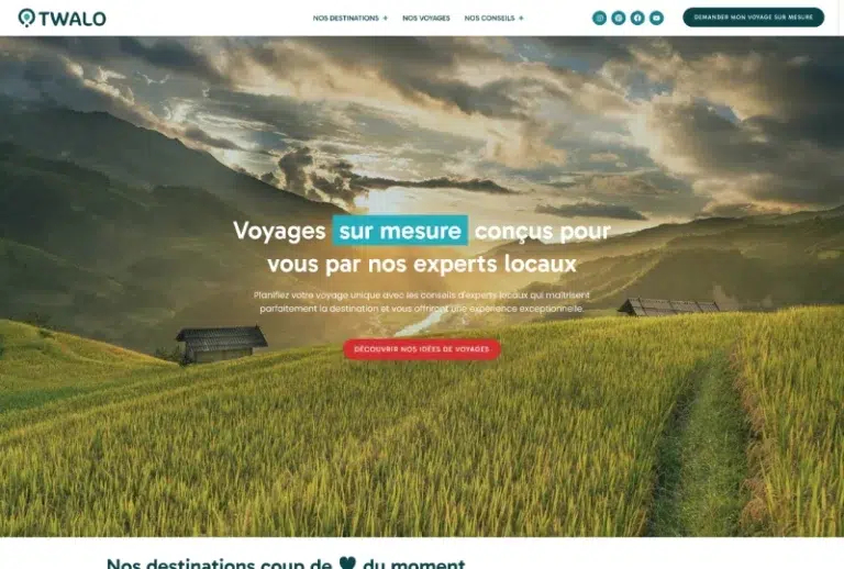 Twalo - Voyages organisés par des experts locaux - Création du site internet par Raphiste alias Raphaëlle Moreau