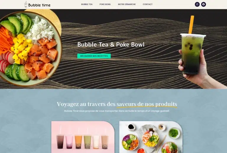 Restauration rapide - Bubble Tea & Poke bowl - Référence de site - création par Raphiste-1