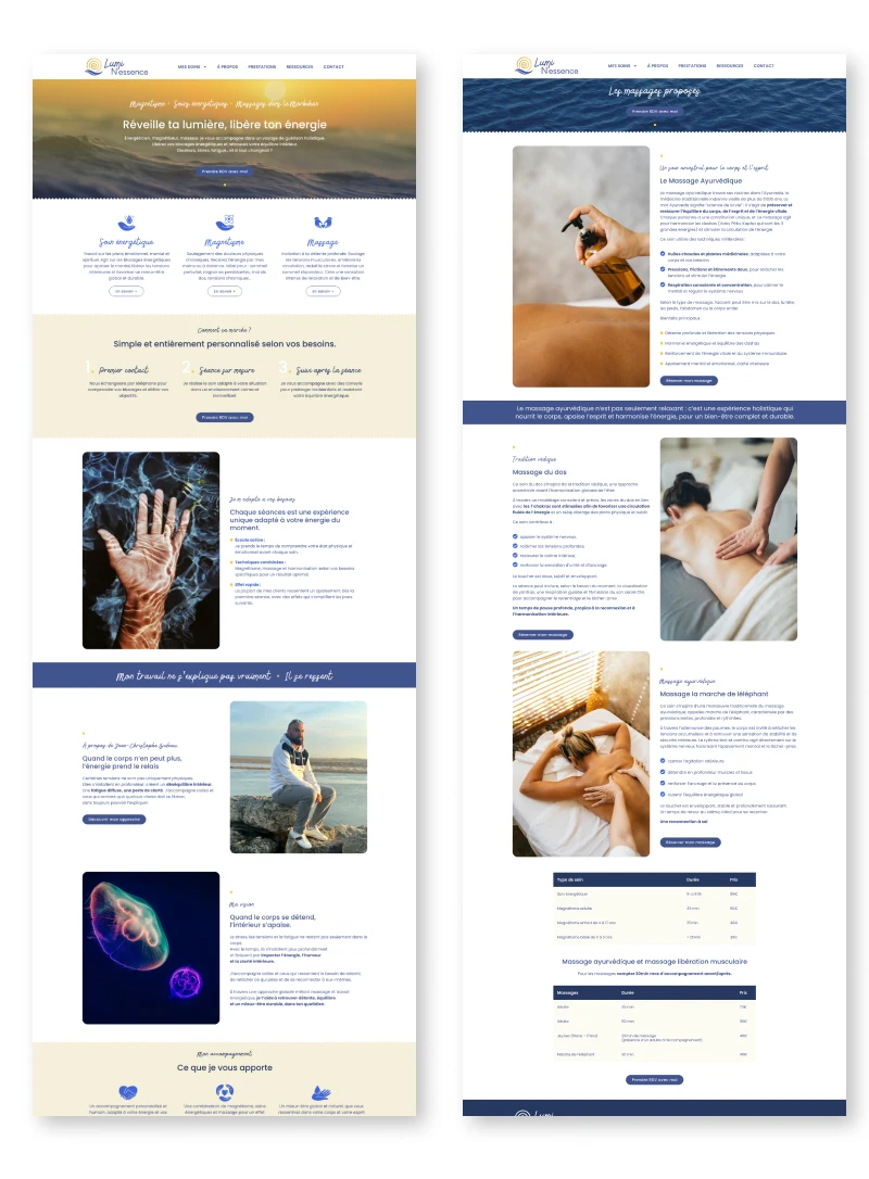 LumiN'essence - Cas client - Création du site internet