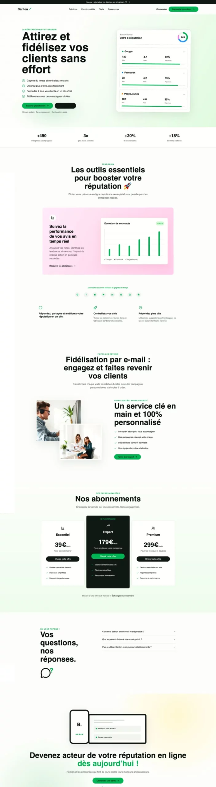 Exemples de pages de vente IA générée - Bariton Lovable