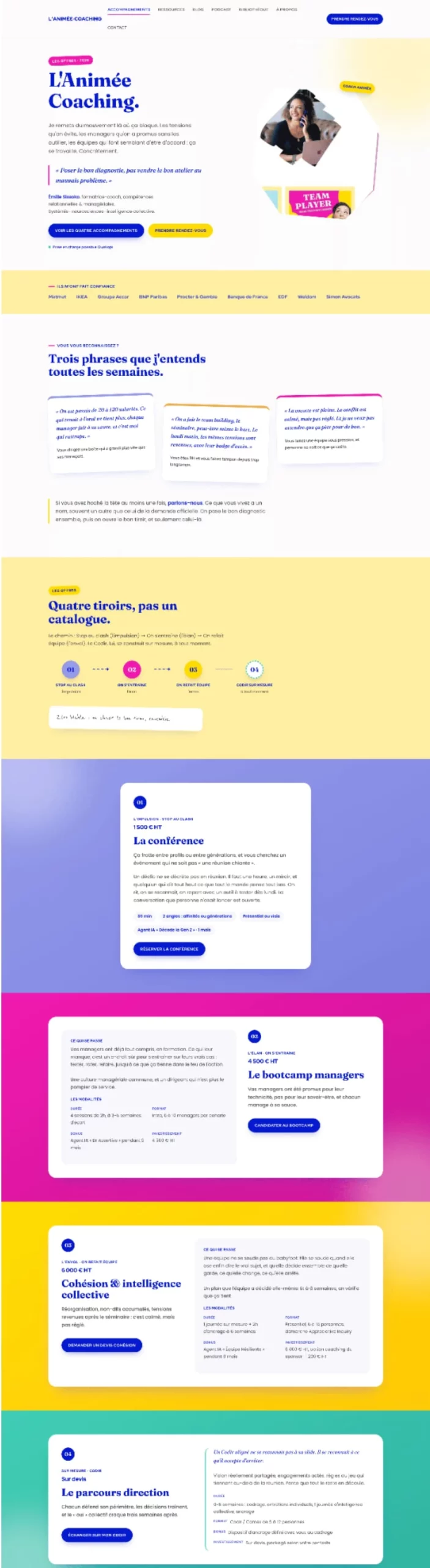 Exemples de pages de vente IA générée - L'animée Coaching - Mon résultat IA généré
