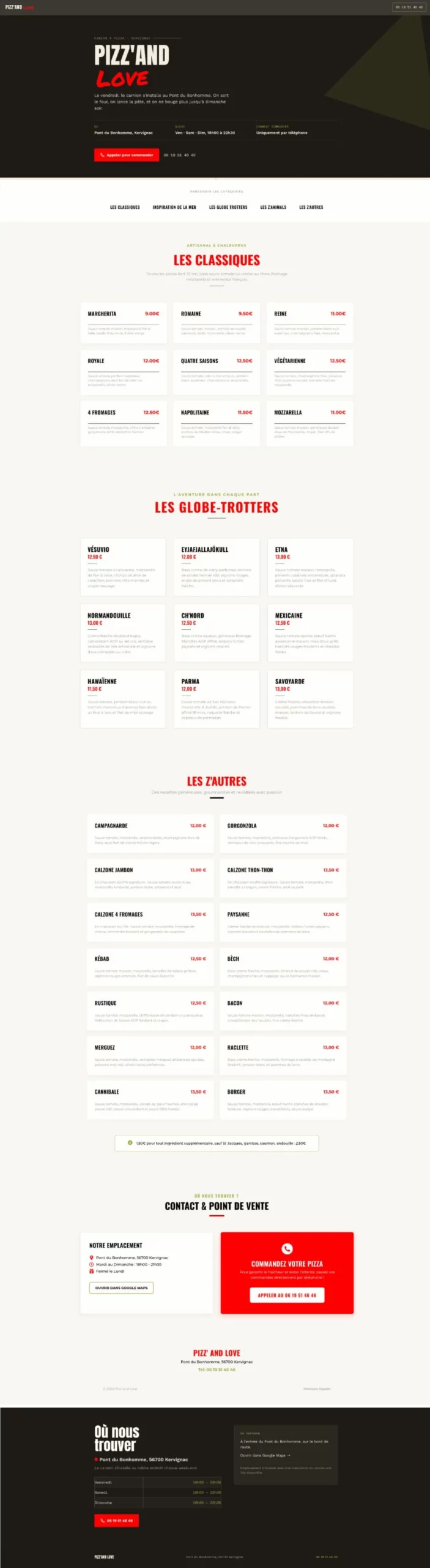 Exemples de pages de vente IA générée - Pizz and love