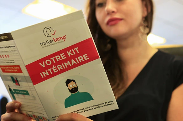 Création du dépliant intérimaire. Mister Temp — entreprise de recrutement et emploi - Raphaëlle Moreau communication & évènementiel externalisée pays de Lorient