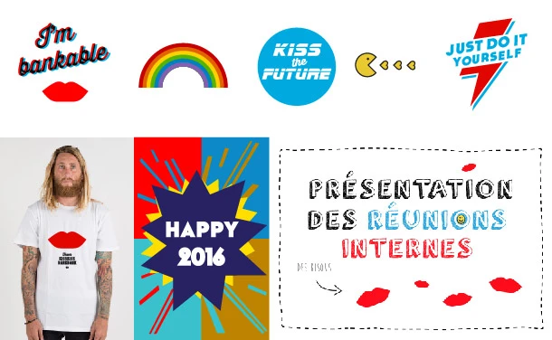 Identité visuelle et présentation pour réunions internes, carte de vœux pour KissKissBankBank — entreprise crowdfunding - Raphaëlle Moreau communication & évènementiel externalisée pays de Lorient